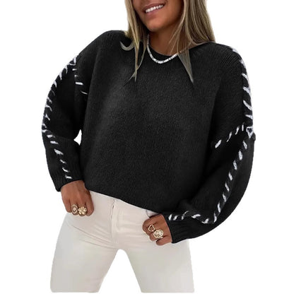 Pull en tricot surdimensionné pour femmes avec ourlet contrastant Chic und Stil
