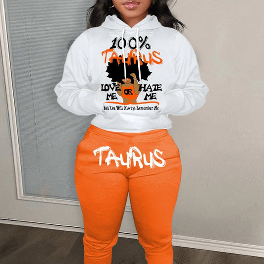 Women's hoodie and jogger pants set with a unique astrological pattern Chic and Style