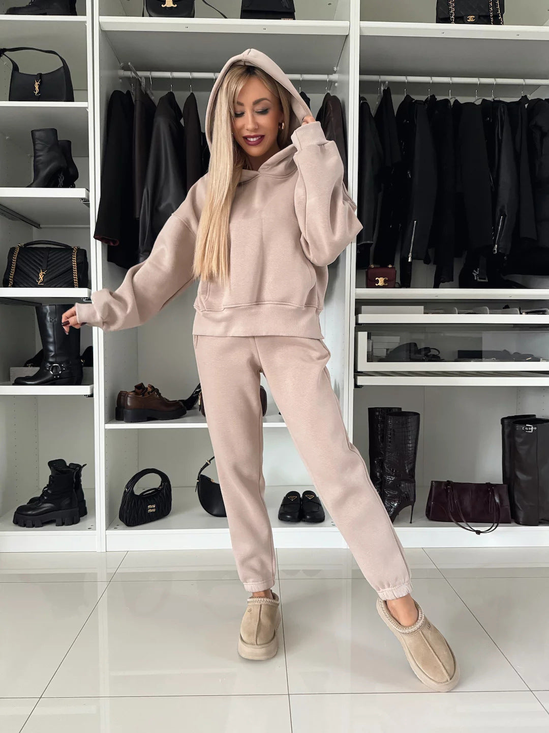 Dames Haut de survêtement sport avec capuche et pantalon de jogging combinaison Chic und Stil