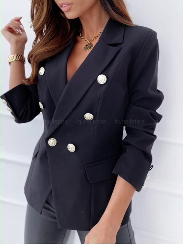 Dames Blazer élégant avec double rangée de boutons et détails dorés Chic und Stil