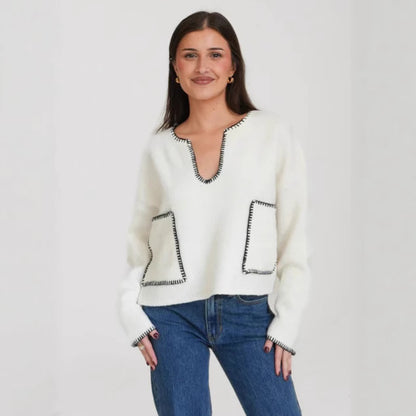 Pull décontracté pour femmes avec un design texturé et de grandes poches pratiques Chic und Stil