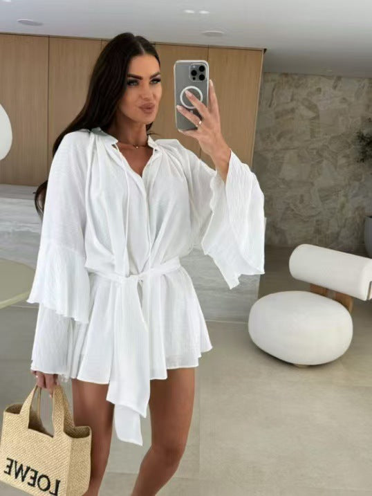 Robe caftan décontractée pour femmes avec des manches volumineuses et une ceinture de taille Chic und Stil