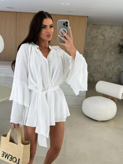 Robe caftan décontractée pour femmes avec des manches volumineuses et une ceinture de taille Chic und Stil