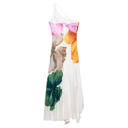Robe maxi pour femmes avec coupe asymétrique et design floral Chic und Stil