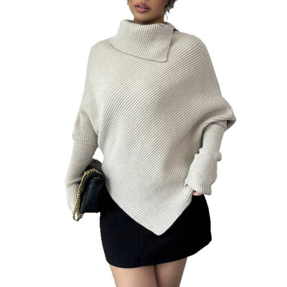 Femme pull en tricot oversize avec col montant et forme asymétrique Chic und Stil