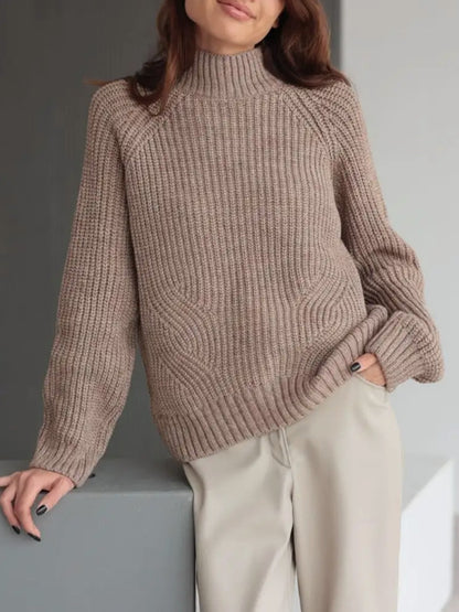 Pull en tricot pour femmes avec col montant et motif vague décoratif Chic und Stil