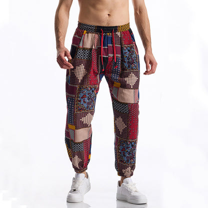 Men's casual pants with colorful pattern and elastic waistband Chic und Stil