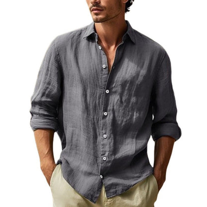 Chemise en lin légère pour hommes avec patte de boutonnage courte et coupe décontractée Chic und Stil
