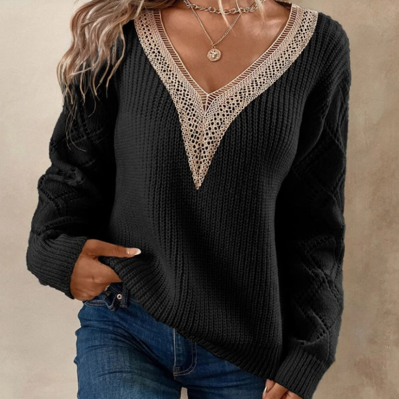 Pull en tricot pour femmes avec un décolleté en crochet raffiné Chic und Stil