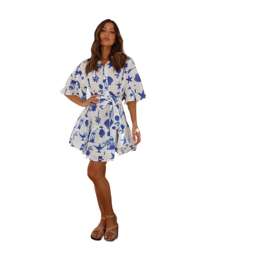 Robe chemise décontractée pour femmes avec ceinture taille Chic und Stil