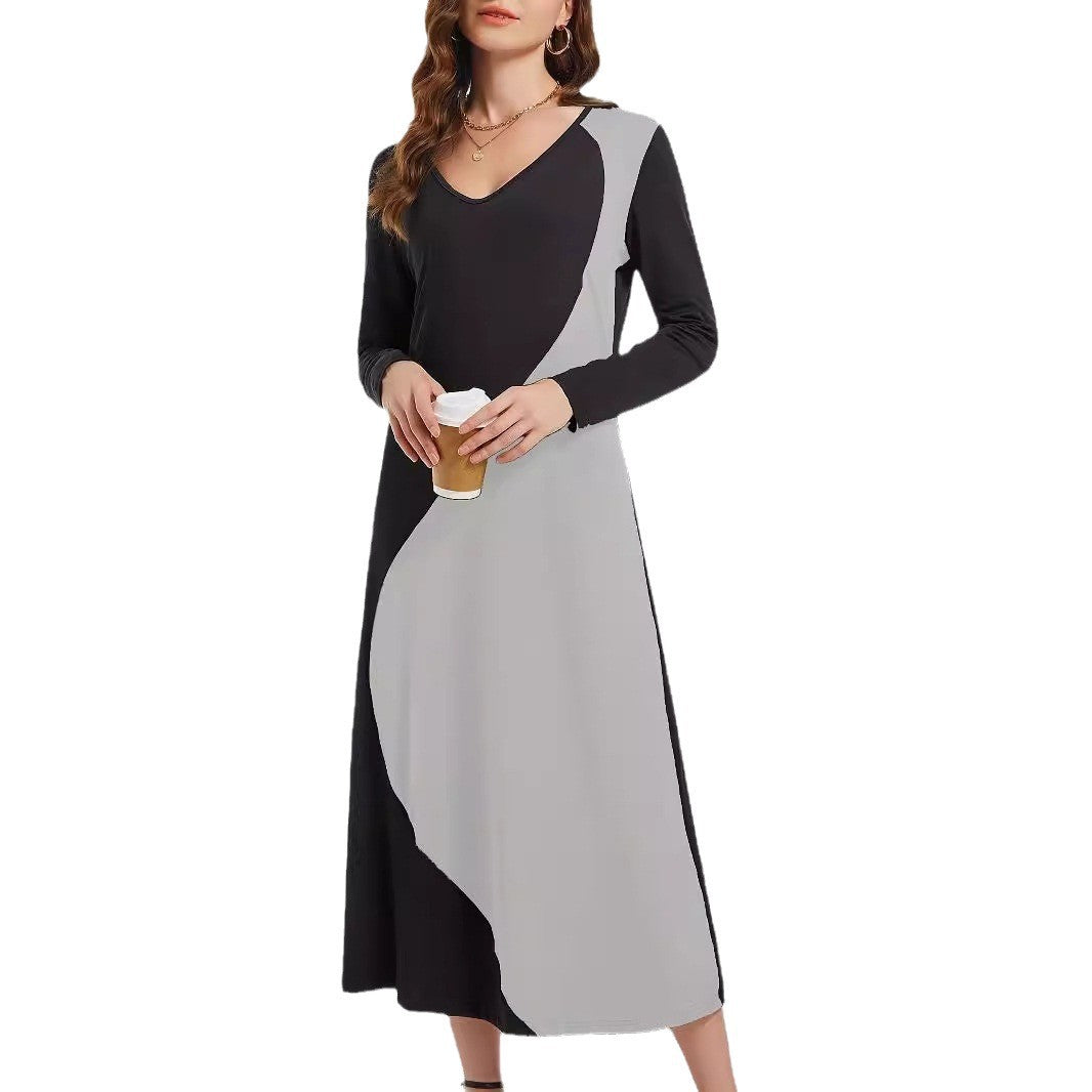 Robe maxi à manches longues pour femmes avec un design géométrique moderne Chic und Stil