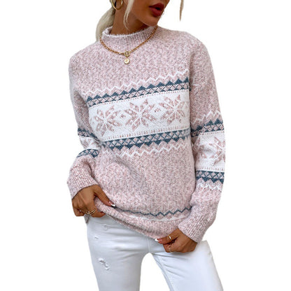 Dames Pull-over en peluche surdimensionné avec motif de Noël et col montant Chic und Stil