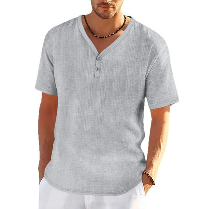Chemise Henley à manches courtes pour hommes avec design texturé et accents à la mode Chic und Stil