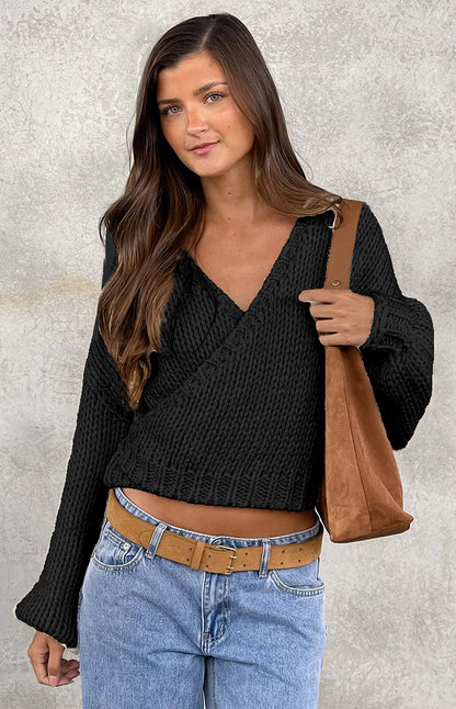 Pull en tricot confortable pour femmes avec un design moderne à enroulement Chic und Stil
