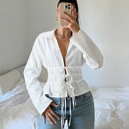 Blouse zip-up femme avec fronces et manches longues Chic und Stil