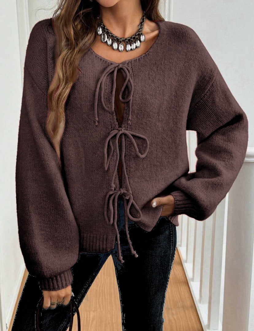 Pull femme avec cordon de serrage et manches décalées Chic und Stil