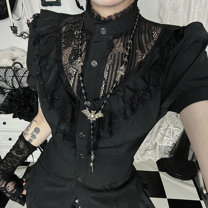 Chemisier à volants en dentelle gothique pour dames Chic und Stil