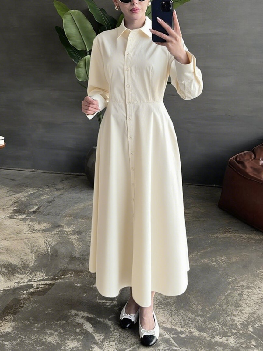 Robe chemise pour femmes avec boutonnière élégante et silhouette cintrée Chic und Stil