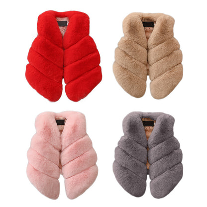 Dames Gilet en fausse fourrure moelleux avec col rembourré Chic und Stil