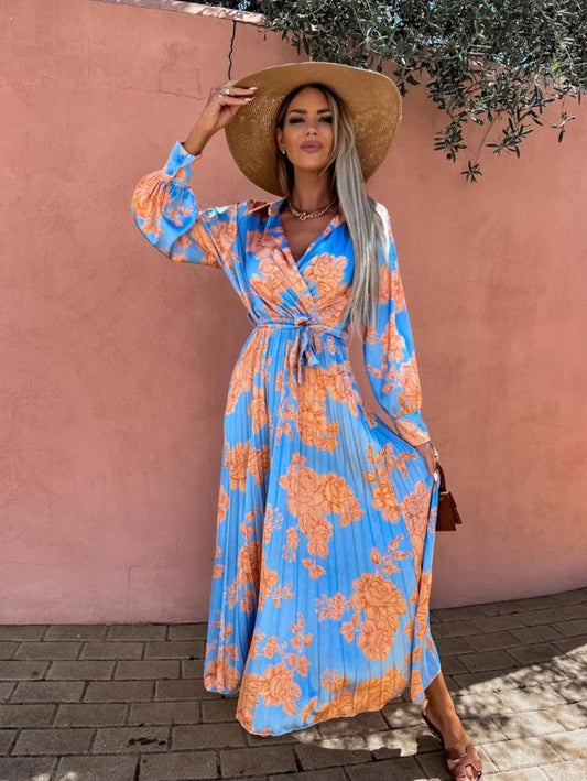 Robe maxi portefeuille à imprimé floral pour femmes Chic und Stil