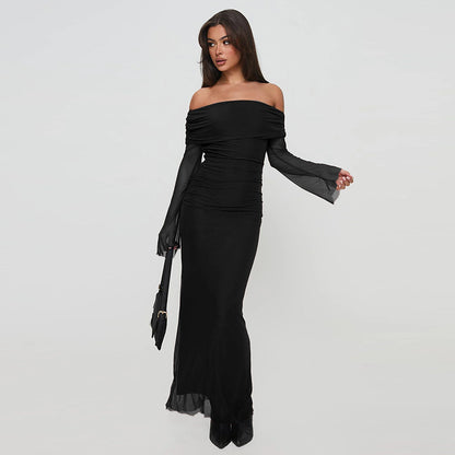 Robe maxi à volants dénudé des épaules Chic und Stil 1751521858
