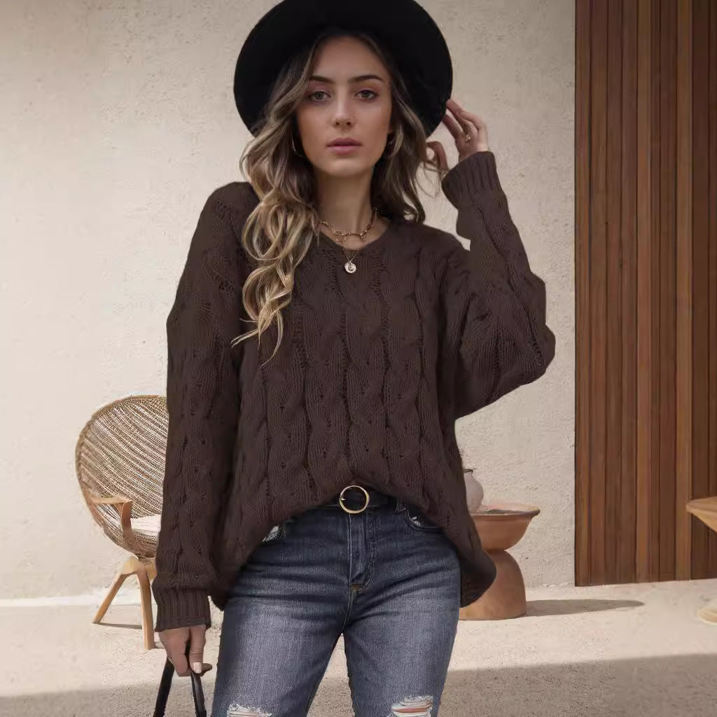 Pull-over en tricot épais pour dames avec un design de tresse moderne et une coupe ample Chic und Stil