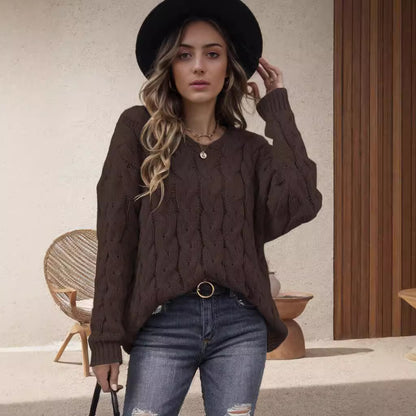 Pull-over en tricot épais pour dames avec un design de tresse moderne et une coupe ample Chic und Stil