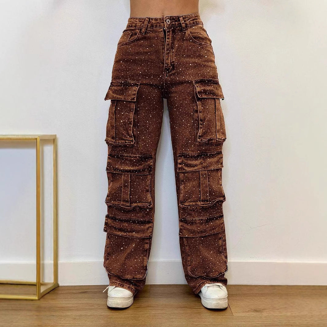 Dames Cargo Jeans avec plusieurs poches et coupe décontractée Chic und Stil