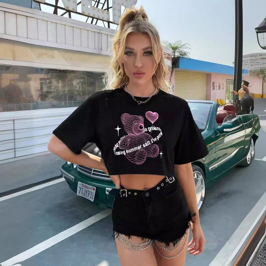 T-shirt court pour femmes avec imprimé graphique frappant Chic und Stil