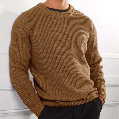 Pull en tricot pour hommes avec surface texturée et col ras du cou Chic und Stil