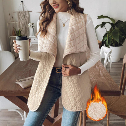 Dames Élégante gilet matelassé avec col large et poches pratiques Chic und Stil