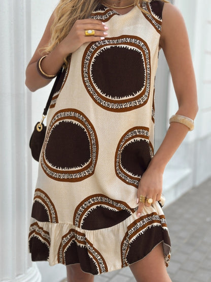 Robe d'été décontractée pour femmes avec volant ludique et mélange de motifs colorés Chic und Stil