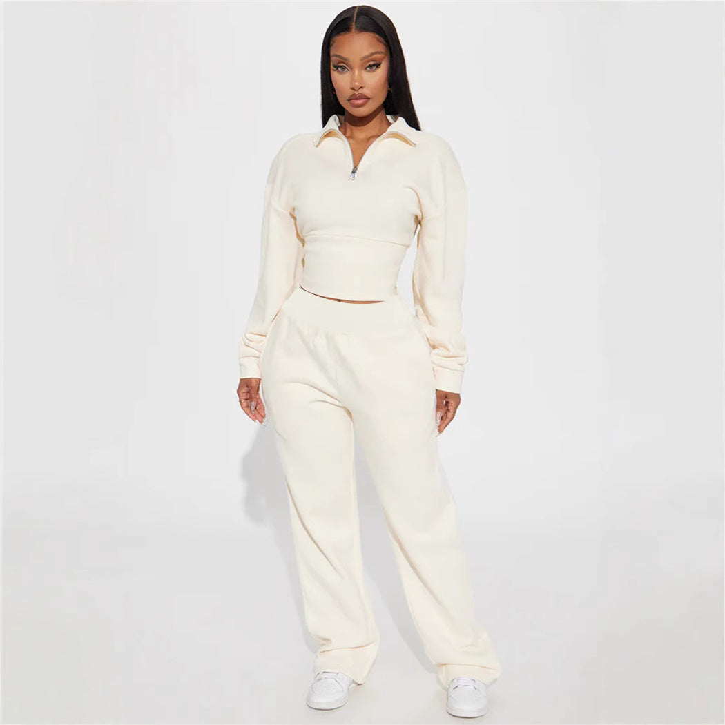 Dames Ensemble de loungewear en polaire sporty avec fermeture éclair Chic und Stil