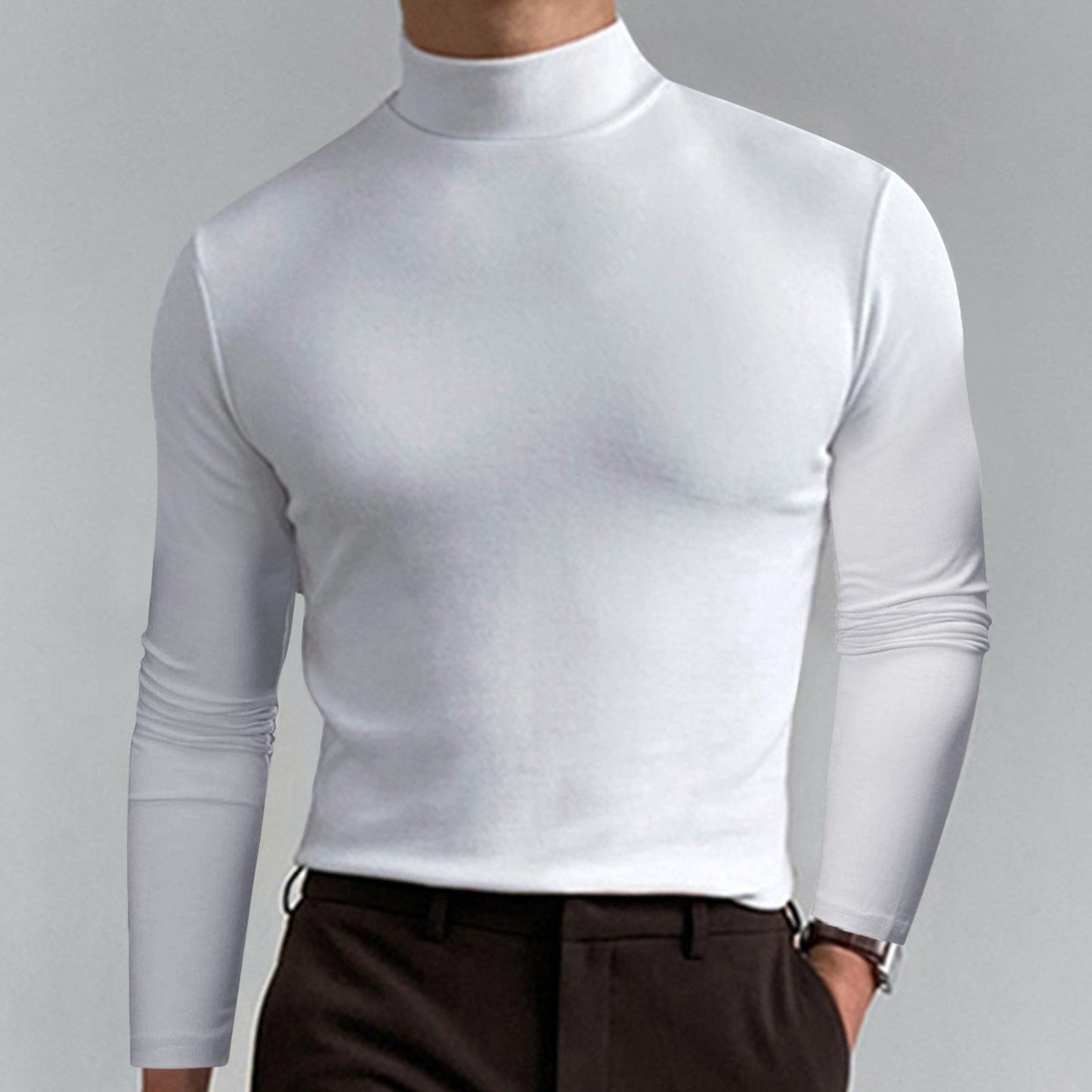Men's High-Quality Turtleneck Sweater Made Of Fine Cotton Blend Chic und Stil