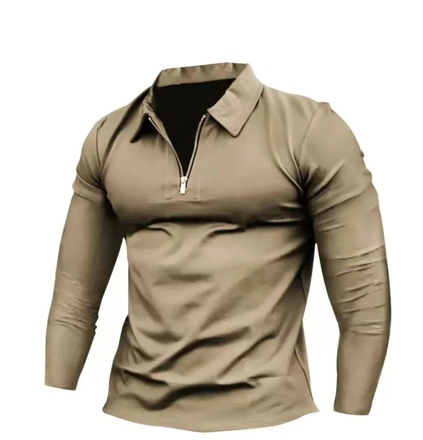 Functional T-shirt for men with high collar and half-zip Chic und Stil