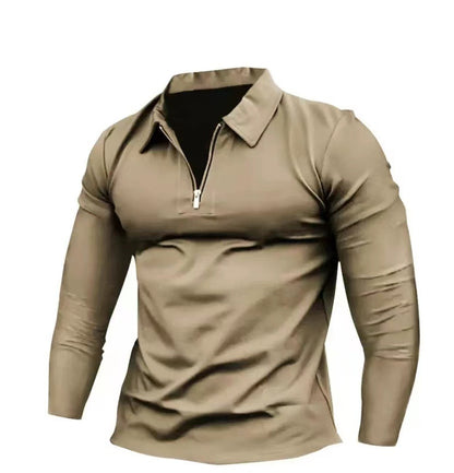 Functional T-shirt for men with high collar and half-zip Chic und Stil