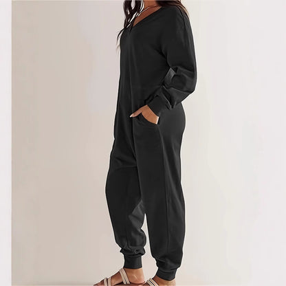 Dames combinaison décontractée avec poches pratiques et décolleté en V élégant Chic und Stil