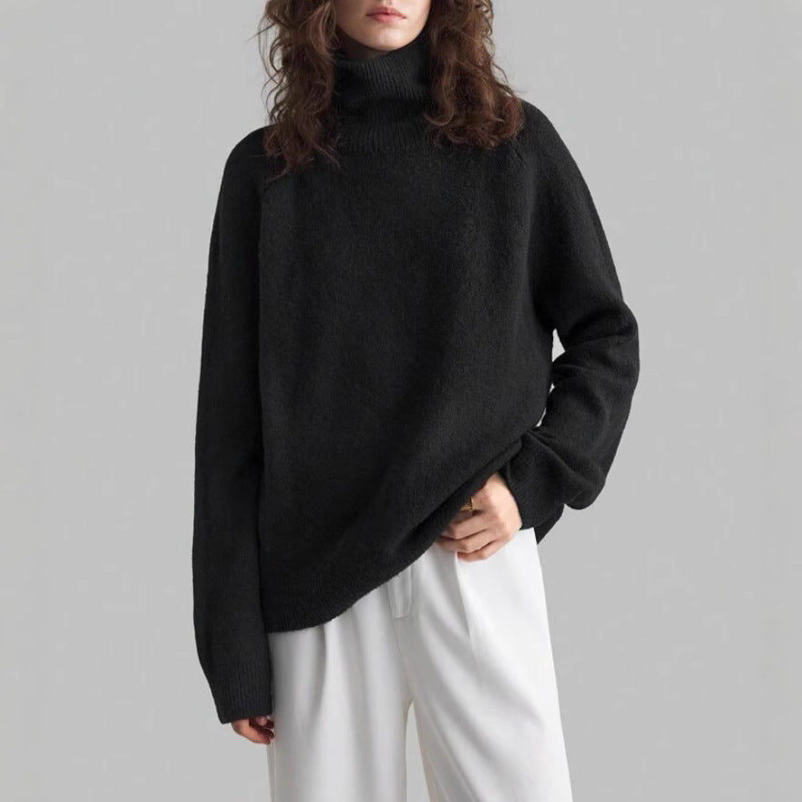 Pull à col roulé féminin à coupe oversize et texture fine Chic und Stil