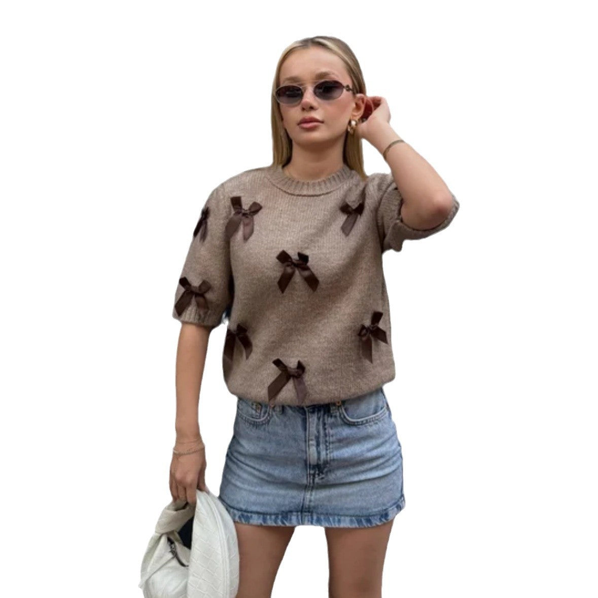 Pull en tricot pour femmes avec des détails décoratifs en forme de nœud Chic und Stil