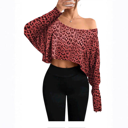 Pull cropped pour femmes avec motif léopard décontracté Chic und Stil