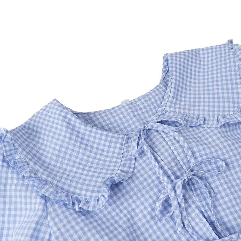Chemise Vokuhila élégante pour femmes avec un col charmant et des volants ludiques Chic und Stil