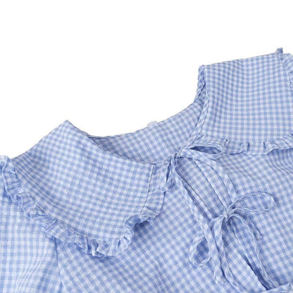 Chemise Vokuhila élégante pour femmes avec un col charmant et des volants ludiques Chic und Stil
