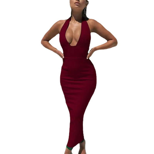 Robe tricotée ajustée pour femmes avec décolleté plongeant et coupe étroite Chic und Stil
