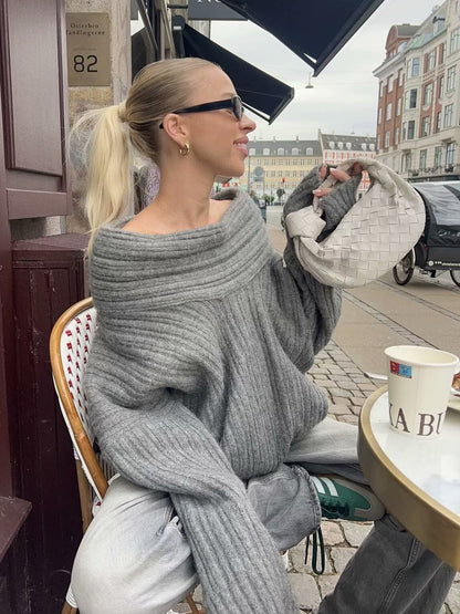 Pull femme avec col roulé large et design côtelé structuré Chic und Stil