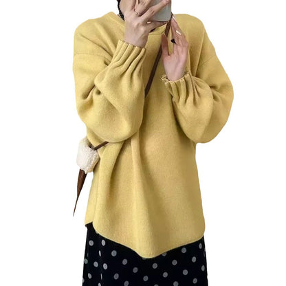 Pull décontracté pour femmes avec design de manches texturées enroulées Chic und Stil