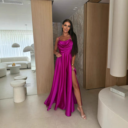 Dames Élégant Robe de Soirée en Satin Chic und Stil