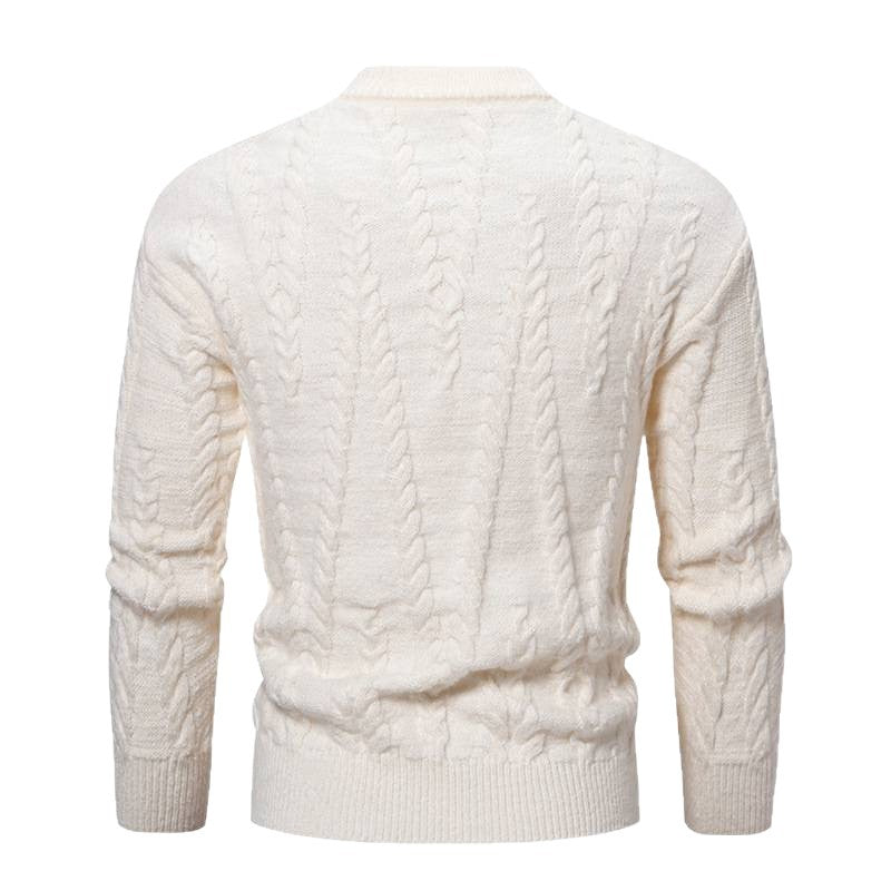 Slim knit pullover for men with cable pattern and high collar Chic und Stil