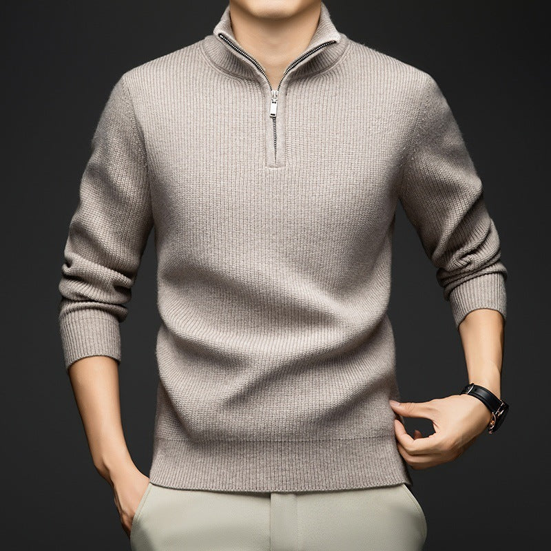 Pull-over zippé élégant pour hommes en laine douce Chic und Stil