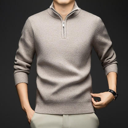 Pull-over zippé élégant pour hommes en laine douce Chic und Stil