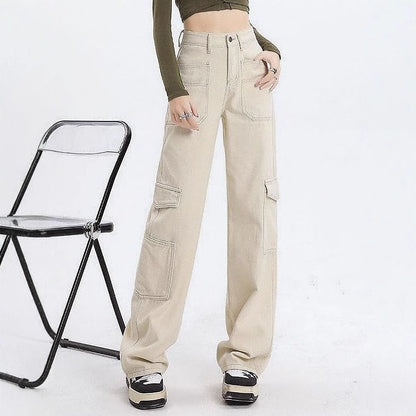 Jeans cargo pour femmes à jambes larges avec poches latérales pratiques Chic und Stil